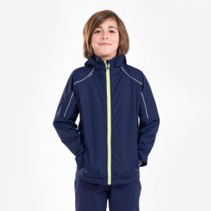 Veste running imperm&eacute;able Enfant, Rain jacket marine jaune