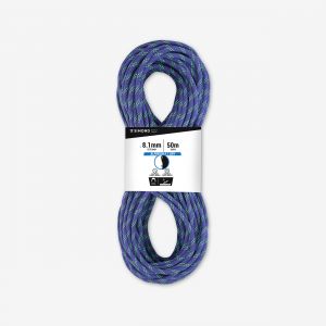 CORDE &Agrave; DOUBLE D'ESCALADE ET D'ALPINISME - RAPPEL ALPINISM 8.1 MM X 50M BLEU