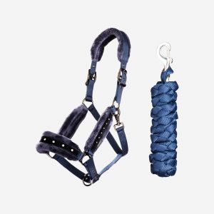 Kit licol et longe équitation Cheval et poney - Strass bleu noir - FOUGANZA