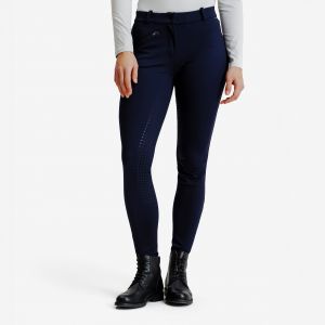 Pantalon &eacute;quitation hiver full grip chaud femme - 500 marine