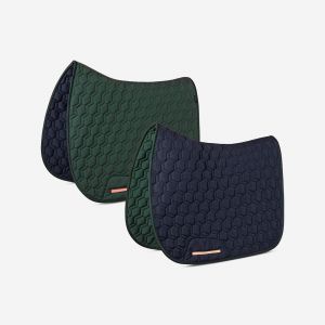 Tapis de selle équitation réversible Cheval et Poney - 500 marine / vert - FOUGANZA