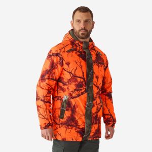 Veste chasse imperm&eacute;able chaude silencieuse treemetic fluo poste 100