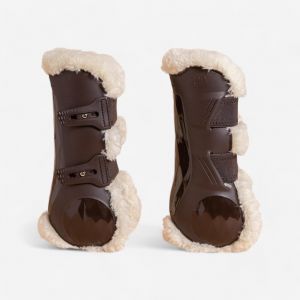 Seconde vie - Gu&ecirc;tres &eacute;quitation ouvertes mouton synth&eacute;tique - 580 marrons x2