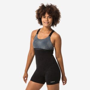 Maillot de bain 1 pi&egrave;ce shorty Aquagym-Aquabike femme Elea Bul noir gris - DECATHLON