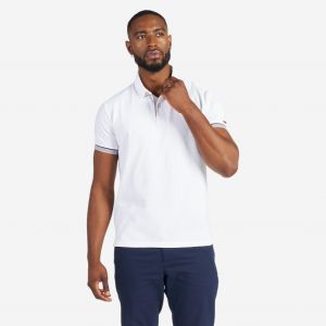 Polo marin homme manche courte Sailing 100 Blanc manche grise - TRIBORD