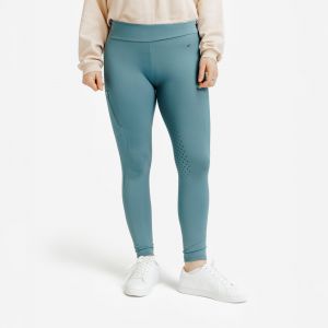 Legging équitation chaud femme basanes silicone vert cendré - FOUGANZA