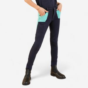 Pantalon &eacute;quitation Enfant - 120 marine et turquoise