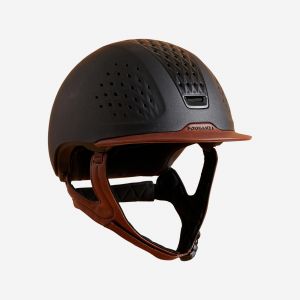 Casque équitation adulte et enfant - 900 marron/noir + sac - FOUGANZA