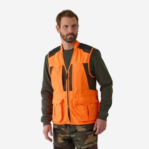 Gilet chasse respirant homme 520 orange fluo - SOLOGNAC