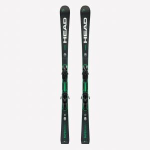 Ski alpin avec fixations, Homme, Head SuperShape Magnum, noir et vert