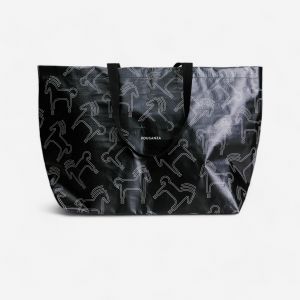 Sac cabas &eacute;quitation Chevaux noir et beige