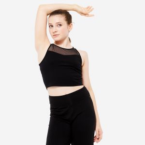 Crop top danse modern jazz brassière intégrée Fille - noir - STAREVER