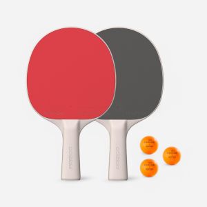 Set de 2 raquettes r&eacute;sistantes + 3 balles de ping pong - set PPR100