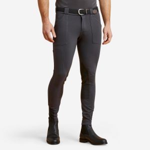 Pantalon chaud &eacute;quitation homme 140 WARM gris fonc&eacute;