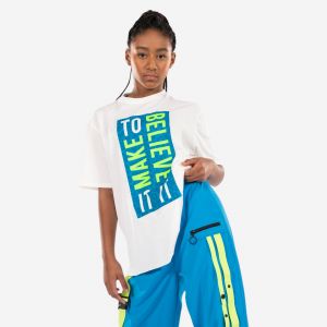 T-shirt danse modern jazz oversize, Sabrina Lonis - Fille - blanc - STAREVER