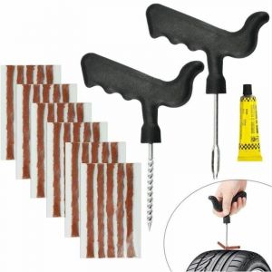 Ulisem30 PCS M&egrave;che R&eacute;paration Pneu en Caoutchouc Naturel M&egrave;che Pneu Voiture 6MM10CM Kit R&eacute;paration Pneu Moto avec 2 Outils de Pose kit R&eacute;paration