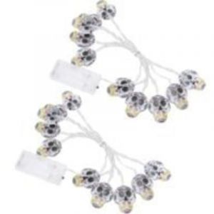 Lot de 2 guirlandes lumineuses d&eacute;coratives d'ext&eacute;rieur en forme de t&ecirc;te de mort, id&eacute;ales pour l'int&eacute;rieur et l'ext&eacute;rieur.