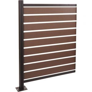 Alu Clôture pour poubelles HHG-947, élément d'extension Cache-poubelle, aspect bois extensible 130x100x6cm, marron