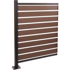 Alu Clôture pour poubelles HHG-947, élément d'extension Cache-poubelle, aspect bois extensible 130x100x6cm marron - brown