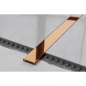 Ilcom - Profilé u de connexion rectifié en acier inoxydable pour carrelage 4cm x 270cm - Cuivre brillant