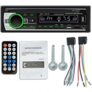 Autoradio Bluetooth, 1 DIN Radio Voiture R&eacute;cepteur avec Lecteur MP3 WMA FM T&eacute;l&eacute;commande, Deux USB Port,Main Libre St&eacute;r&eacute;o 4 x 60W Soutien iOS, Android
