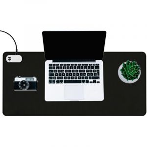 Sous-main chauffant, 80x33 cm Tapis de souris chauffant, avec 3 niveaux de chauffage et 3 heures d'arr&ecirc;t automatique, contr&ocirc;le tactile et &eacute;tanche,