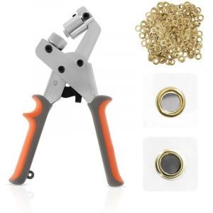 UlisemKit d'outils pour œillets, presse à œillets, pince à œillets, ensemble manuel avec 300 œillets dorés de 10,5 mm, œillets métalliques portables