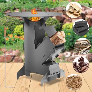 TolleTour Po&ecirc;le &agrave; fus&eacute;e Po&ecirc;le &agrave; bois, poker de foyers Camping pour Voyager Pique-nique Chasse avec Tisonnier de Chemin&eacute;e