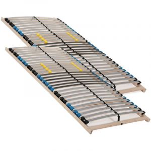 Sommier &agrave; lattes 180x200 cm, t&ecirc;te r&eacute;glable en plusieurs positions - 28 lattes 7 zones Charge max env. 140 Kg Bouleau multiplis Auto-montage Made in