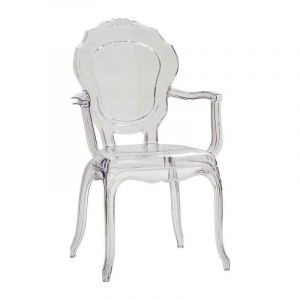 Chaise Fashion Commerce en polypropyl&egrave;ne transparent empilables avec accoudoirs