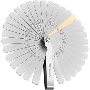 Jeu de cales de soupape avec jauges d'&eacute;paisseur &agrave; 32 lames, jauges d'&eacute;paisseur de pr&eacute;cision pour mesurer la largeur et l'&eacute;paisseur des jeux.