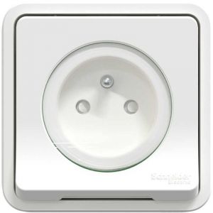 Lot de 60 prise de courant 2P+T - Avec cadre - &Eacute;tanche - Sans emballage unitaire - Blanc - Mureva Styl - MUR39036P - Schneider