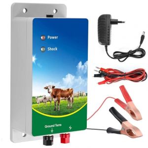 10KM Clôture électrique pour bétail, Électrificateur de clôture électrique, Contrôleur haute tension pour clôture pour moutons, bovins, chevaux et