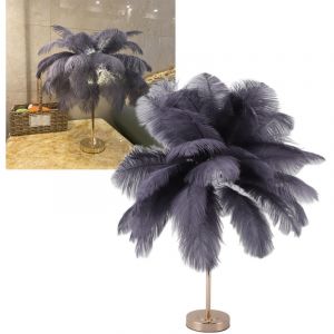 Lampe de chevet en plumes, Cr&eacute;atif Gris Autruche Plume Lampe De Table, Lampe &agrave; Plumes &agrave; Interrupteur Tactile, Lampe &agrave; Plumes D'autruche USB &agrave;
