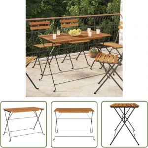Table de bistro pliante 100x54x71cm Bois acacia solide et acier - Table De Bistrot - Table Pliante - Mobilier De Jardin - Table Ext&eacute;rieure - Acacia