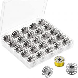 25 Pcs Canette Metal Machine A Coudre, Canette Machine A Coudre,Canettes De Couture,Machine À Coudre De Canette Vide avec Boîte De Rangement,Canette