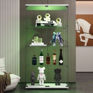 Vitrine en verre, Vitrine, Vitrine pour collection, Vitrine led, Vitrine en verre avec LED, 36&times;80&times;164 cm, Blanc