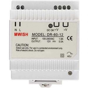 Transformateur modulaire monobloc pour sonnette vidéo 12V/5.0A, DR-60-12 Alimentation 100-240V Alimentation professionnelle pour standard-937856mm