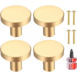 Largeight - Poignee de Porte Laiton Massif Rond, Poignée de Meuble, Poignée Boutons de Tirage Tiroir Armoire Placards Commode Cuisine, Monotrou