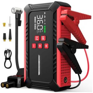 Booster Batterie Voiture 6000A,Demarreur Batterie Voiture,12V D&eacute;marreur de Voiture(8.0L Diesel/10.0L Gaz),Jump Starter Portable avec Compresseur