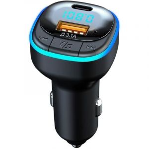 &Eacute;metteur FM sans fil puissant de 25 W pour voiture, diffusion de musique mains libres, chargeur de voiture USB Type-C rapide, lecteur MP3 haute