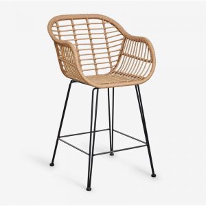 Sklum - Tabouret haut Zole en osier synth&eacute;tique &uarr;65 cm