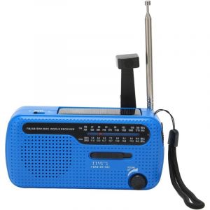 Radio Solaire Portable, Radio d'urgence Météo 1200mAh, Radio à Manivelle avec AM/FM/SW1/SW2, Lampe de Poche LED, Alarme SOS, Radio Dynamo pour