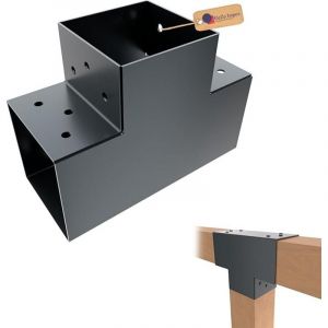 GeZu Impex Connecteur de Poteau en T 91x91 mm Rev&ecirc;tement en Poudre Anthracite Pergola Forme T Connecteur de Poteau 3 Poutres &Eacute;querre de Coin pour