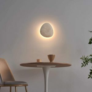 Applique murale galet en travertin naturel LED intégrée - Calix