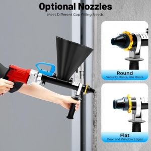 Outil de jointoiement &eacute;lectrique - 700 W - Pistolet &agrave; joint avec 2 buses (buses plates et rondes &agrave; graisser) - Pistolet &agrave; joint de ciment pour les
