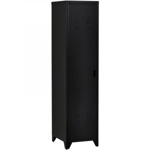 Armoire de Rangement compacte en m&eacute;tal casier style industriel avec 3 &eacute;tag&egrave;res, 1 tringle 43L x 50l x 180H cm