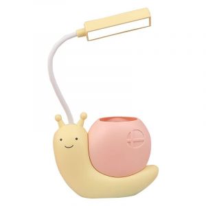 Lampe de bureau mignonne pour enfants avec porte-stylo, lampe de protection des yeux rechargeable par USB en forme d'escargot avec cou pliable et