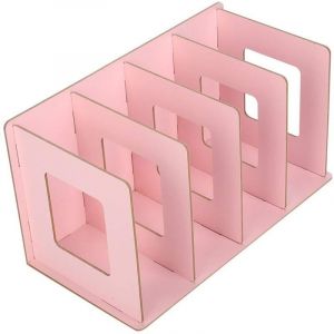 4 Sections Bureau Livre Rack, en Bois Livres CD DVD Stand De Stockage &Eacute;tag&egrave;re Porte-Magazine, Serre-Livres Bureau Transportant &Eacute;tag&egrave;res pour