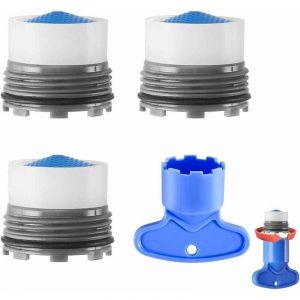 Mousseur Robinet M18,5,3 pcs Insert Embout Robinet Cuisine de Filetage Externe, Economiseur d'eau pour Robinet avec 1 Clé Robinet, bleu